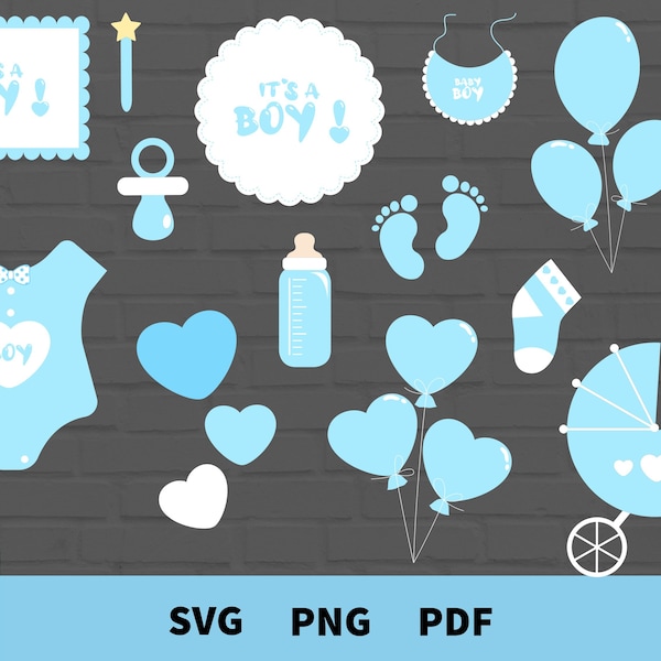 Baby Shower Svg Bundle, Baby Svg, Its a Boy, Baby Onesie Svg, Baby Feet Svg, Baby Bottle, Baby Shower Svg, Cut Files For Cricut, Silhouette