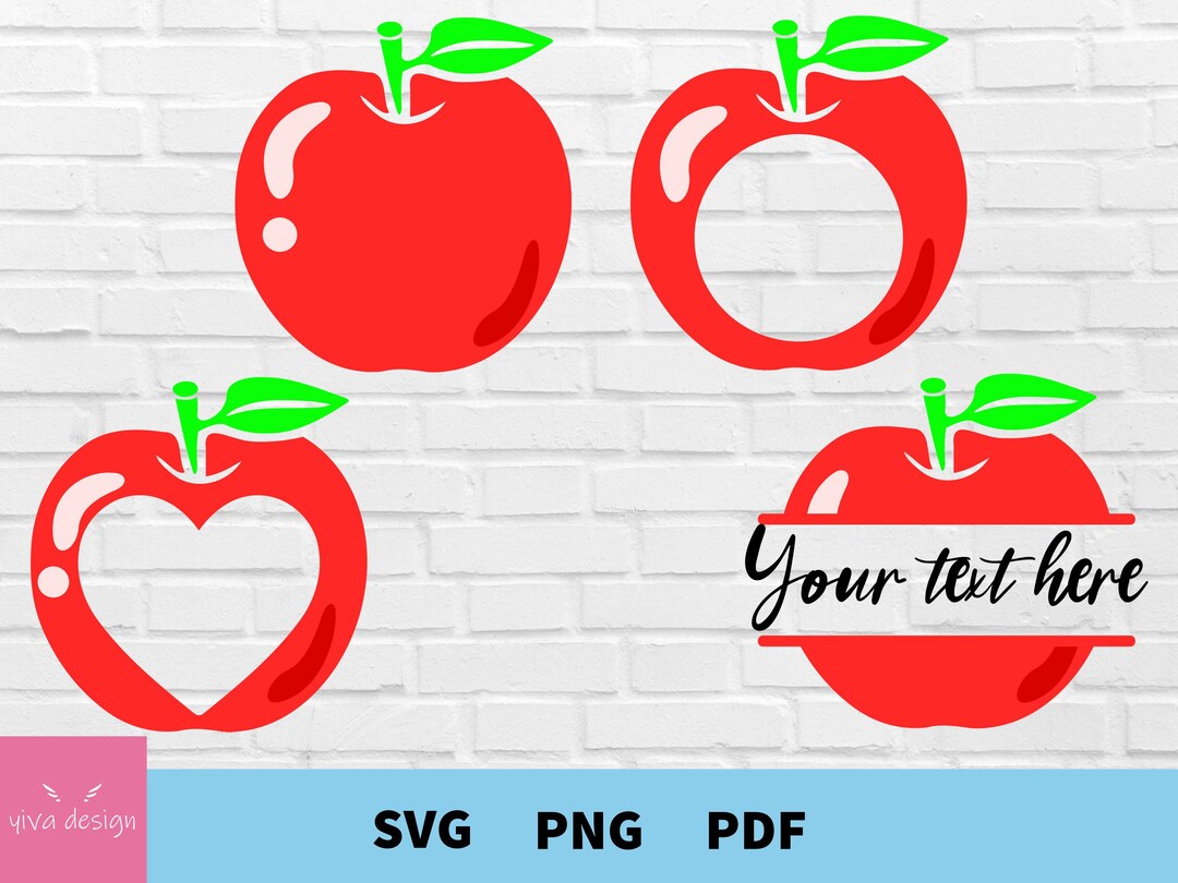 Apple Name Frame Svg, Apple Monogram Frame Svg, Apple Svg, Apple Split ...