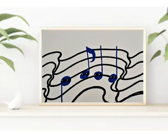 The Blues Original Acrylic Painting - Unframed - Blues Style Music Notes- Acrylic on Canvas - Funny Painting - Funny Wall Art - Musical Art