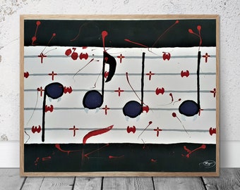 Goth Painting - Unframed - Goth Style Music Notes- Acrylique on Canvas - Wall Painting - Funny Painting - Funny Wall Art - Musical Art