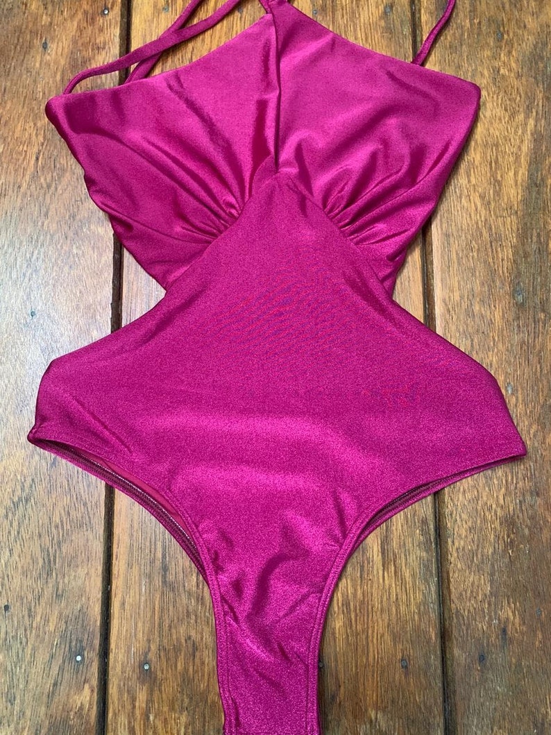 Bandage Low Cut Swimsuit V Neck Backless Etsy