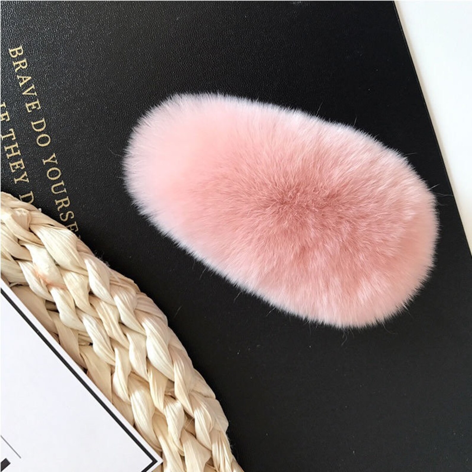 Fur hair clips Rex rabbit hair clips leather fur plush hair Etsy