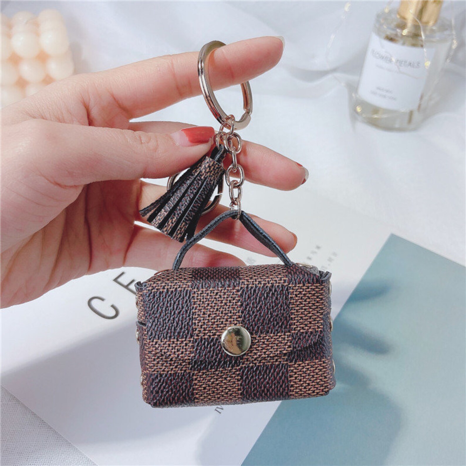 Leather mini bag backpack keychain bag pendant car key Etsy