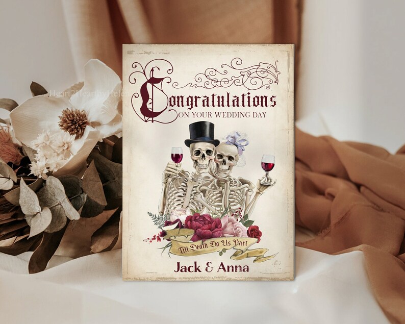 Personalised Skull Couple Wedding Card Gothic Wedding Card - Etsy UK