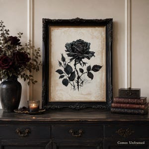 Black Rose Print | Gothic Wall Art | Floral Goth Print