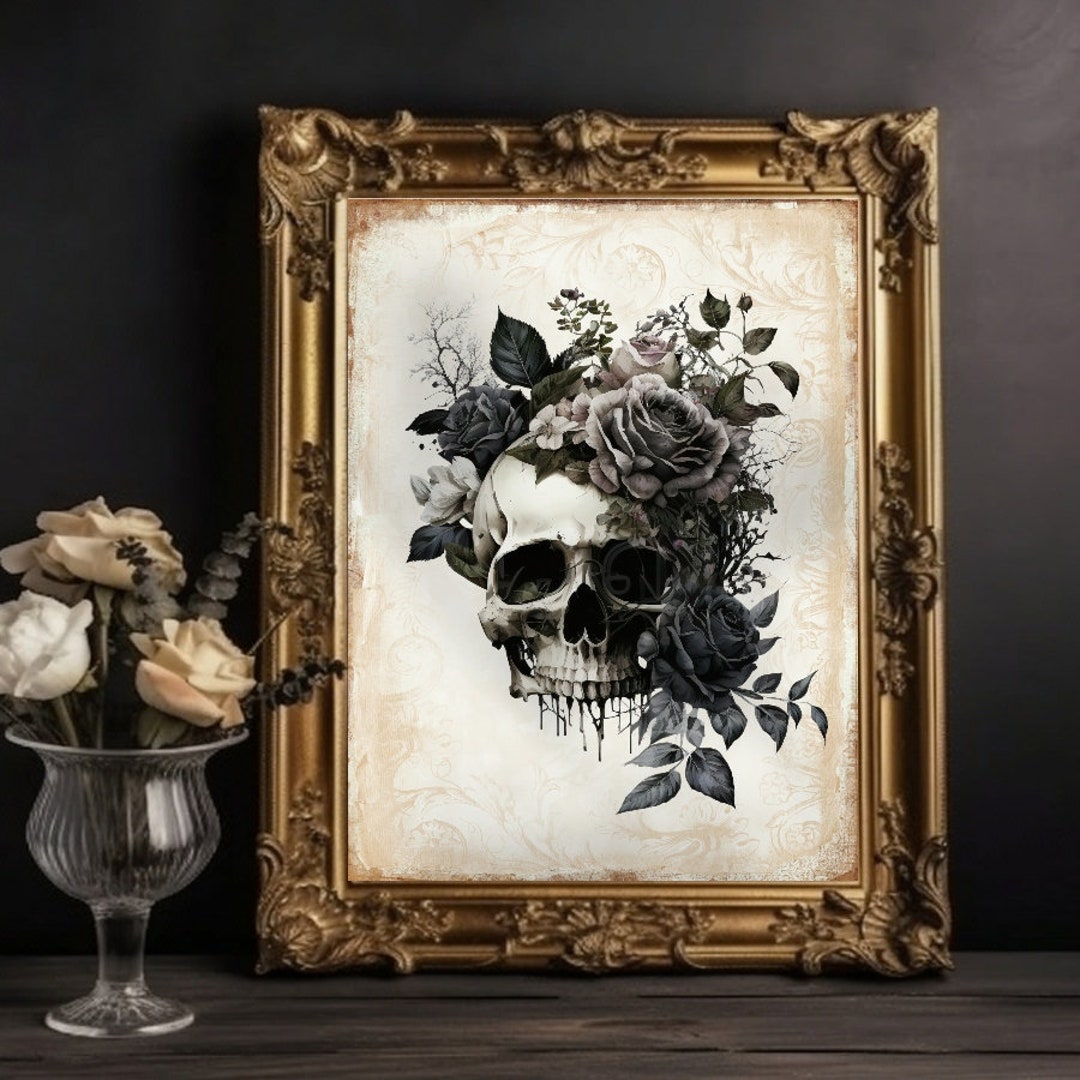 Floral Skull Print Skull Poster Print Etsy UK