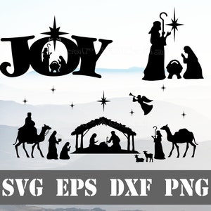 Escena de la Natividad svg, Alegría al mundo el señor ha venido SVG , decoraciones de Navidad, archivo de la silueta, Cricut Clipart Vector Digital Descargar