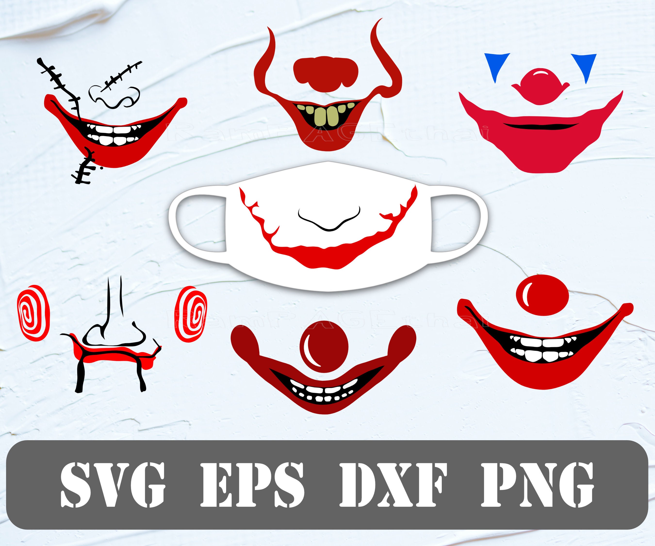 7 Funny Smilekiller Scary Smile Face Mask Horror Mouth Etsy