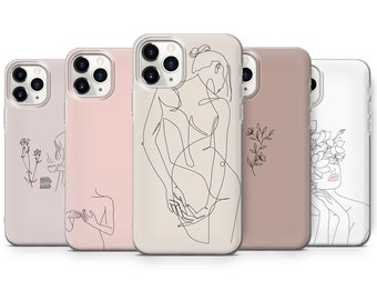 Line Art Phone Case Feminine Phone Cover fits for iPhone 12 Pro Max Galaxy S20 Xs Max,Samsung A51 11 Huawei P30 Pro,Xiaomi