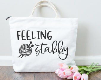 Knitting SVG, Feeling Stabby, Yarn Bag, Knitting T-shirt Design,  Knitting Puns, Gifts for Knitters, Cutting Files, Gifts for Crafters