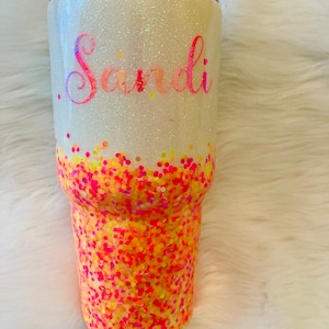 Chunky Glitter Tumbler | Coral Glitter Tumbler | Glitter Tumbler