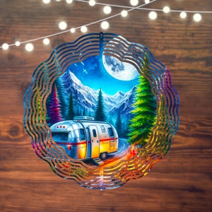 Camping Wind Spinner | Camper Wind Spinner | Camper at Night Wind Spinner | Mountain Camper Wind Spinner | Wind Spinner