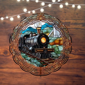 Stained Glass Train Wind Spinner | Train Wind Spinner | Stained Glass Wind Spinner | Outdoor Decor | Wind Spinner | Yard Decor | Garden Art