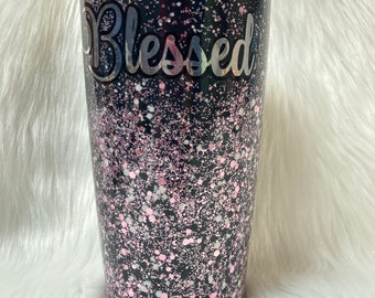 Personalized Glitter Tumbler: Stainless Steel, 30 oz, with Lid & Straw