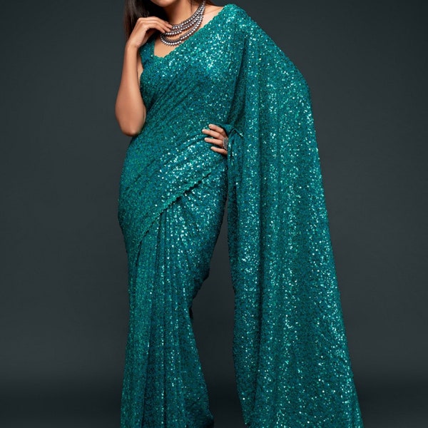 Womens Saree Shapewear - Turquoise Blue