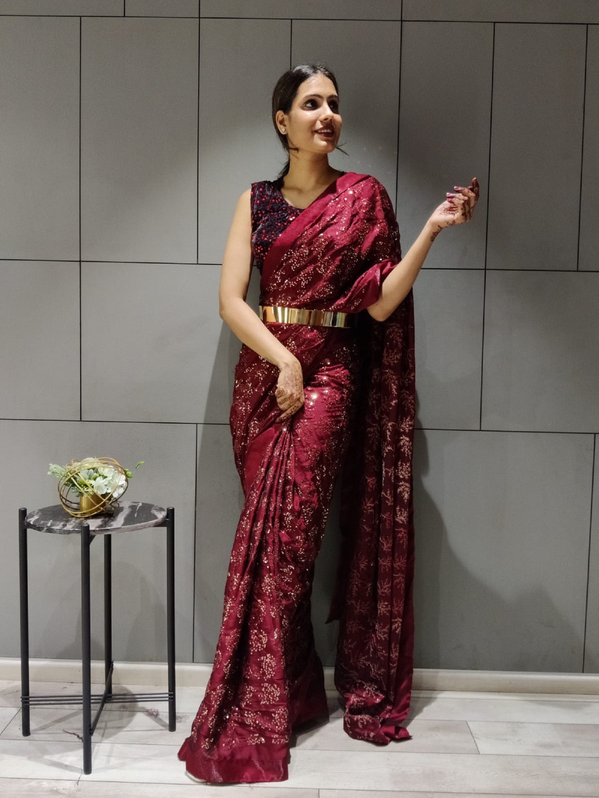 Wear Saree Shimmer Party Wear Sari 