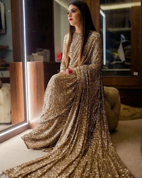 gold sequence blouse