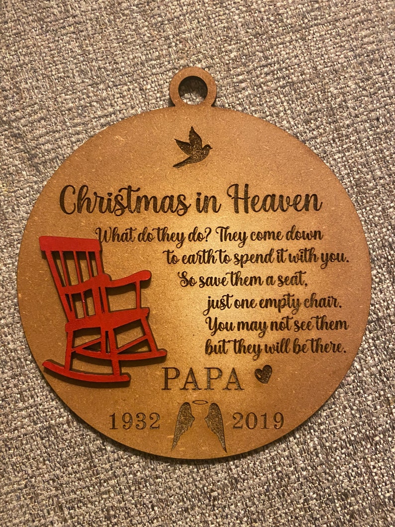 Christmas In Heaven Memorial Ornament Christmas Poem to  Etsy