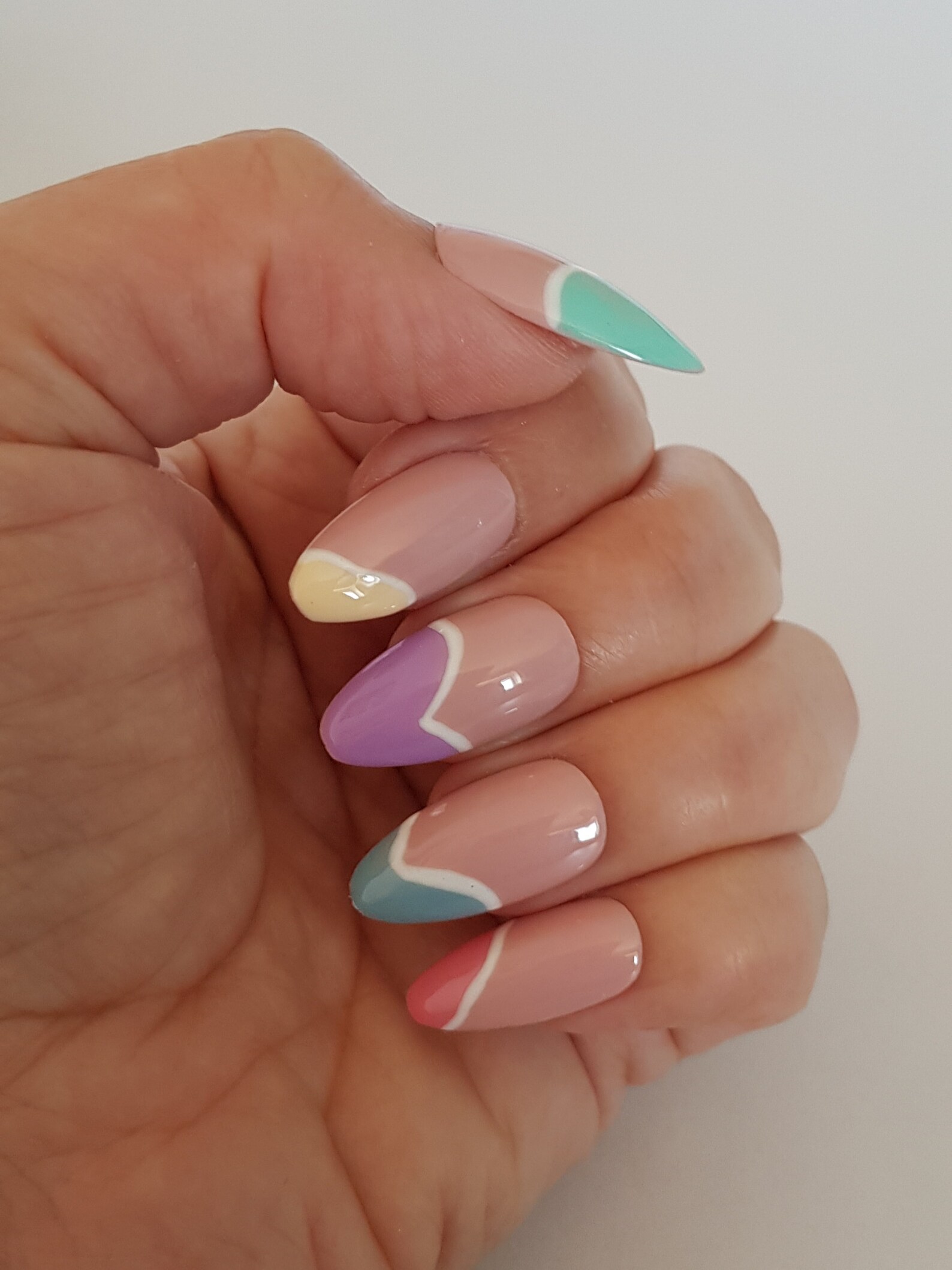 Press on nails pastel tips/pastel abstract nails/abstract | Etsy
