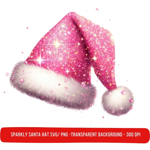 Pink Santa Hat SVG PNG Clipart, Christmas SVG Clipart, dtf Christmas Designs