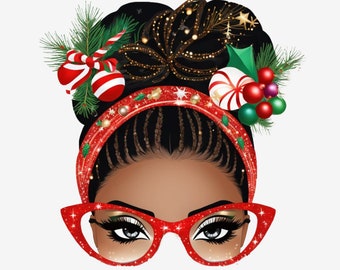 Jul Afro Messy Bun PNG Clipart, Black Girl SVG (digital nedladdning)