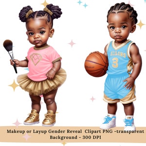 Black Gender Reveal PNG Clipart, Black Boy Girl Baby Shower Png Clipart, Makeup or Layups
