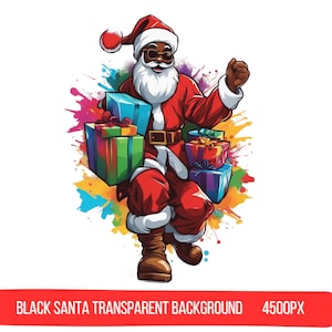 Black Santa Clipart PNG-Hip Hop Christmas Image PNG-dtf Black People Christmas Designs