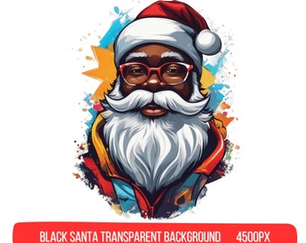 Black Santa Clipart PNG, African American Santa PNG - Instant Download
