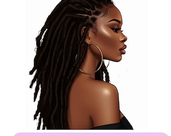 Black Girl Locs PNG Clipart: Street Fashion Sublimation Design (Digital Download)