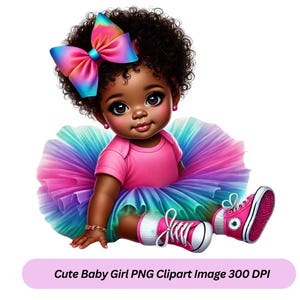 Black Baby Girl Princess PNG Clipart: Birthday Party Designs (Digital Download)
