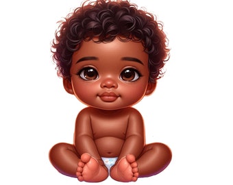 Black Baby Boy PNG Clipart - Black Baby Shower Png Clipart, Baby Sublimation DTF Designs