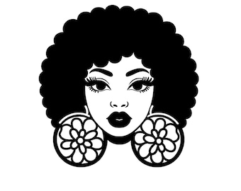 Black Woman Silhouette SVG PNG Clipart, Afro Girl Silhouette SVG, Afro Lady Svg Sublimazione