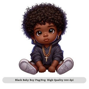 Black Baby Boy SVG PNG Clipart - Black Baby Shower Png Clipart, disegni DTF per sublimazione del bambino