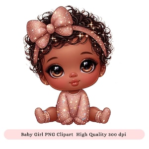 Black Baby Girl PNG Clip art - Black Baby Shower Png Clipart, Baby Sublimation DTF Designs