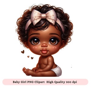 Black Baby Girl PNG Clip art - Black Baby Shower Png Clipart, Baby Sublimation DTF Designs