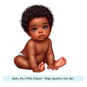 Black Baby Boy PNG Clipart - Black Baby Shower Png Clipart, Baby Sublimation DTF Designs