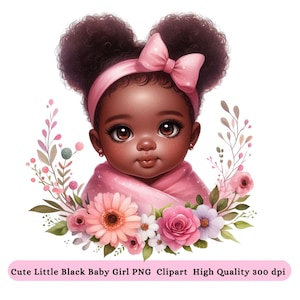 Black Baby Girl PNG Clip art - Black Baby Shower Png Clipart, Baby Sublimation DTF Designs