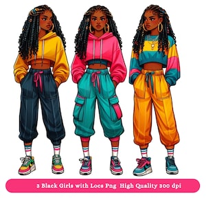 Girl With Locs Png Clipart, Afro Girl Clipart, Street Fashion Girl, Black Girl PNG Clipart Sublimation DTF Designs