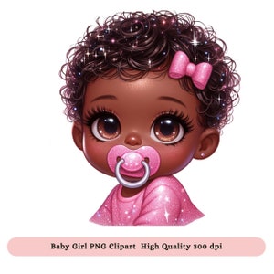 Zwarte baby meisje PNG clipart-zwarte baby shower PNG clipart voor sublimatie, uitnodigingen en andere doe-het-zelf-projecten