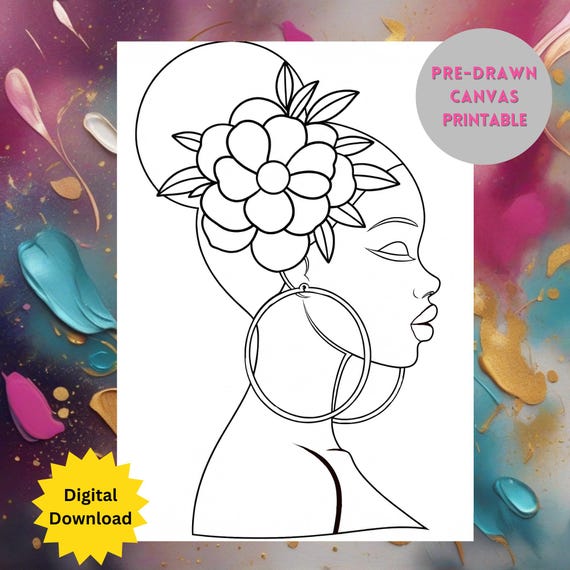 DIY Paint Party Printable, Sip and Paint Black Girl PNG