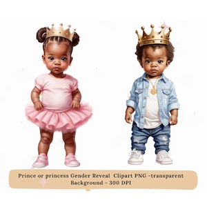 Black Gender Reveal PNG Clipart, Black Boy Girl Baby Shower Png Clipart, Prince or Princess