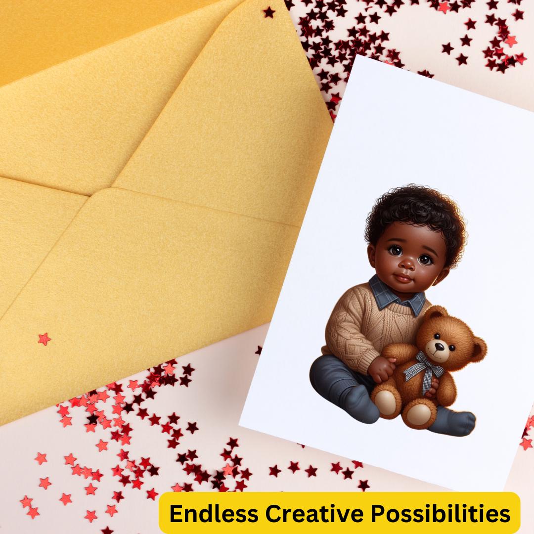 Black Baby Boy Clipart: Teddy Bear PNG Image (digital Download) - Etsy