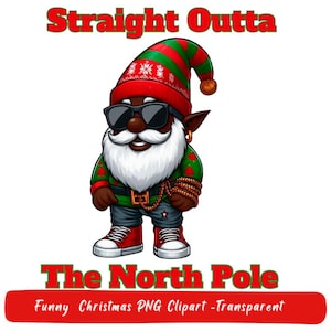 Black Santa Clipart PNG-Hip Hop Christmas Image PNG-dtf Black People Christmas Designs