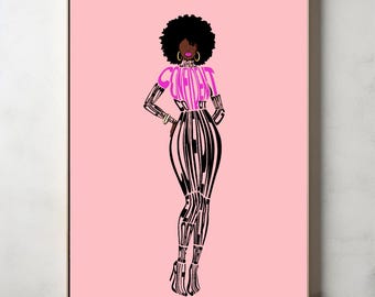 Black Girl Affirmation Poster Wall Art | Motivational Wall Art Print | Melanin Magic Decor | Self-Love & Empowerment Printable