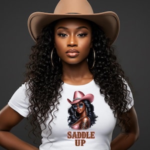 Black Cowgirl T-Shirt Design: Western Rodeo PNG (Digital Download)