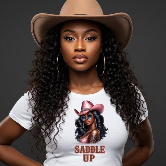 Black Cowgirl T-Shirt Design: Western Rodeo PNG (Digital Download)