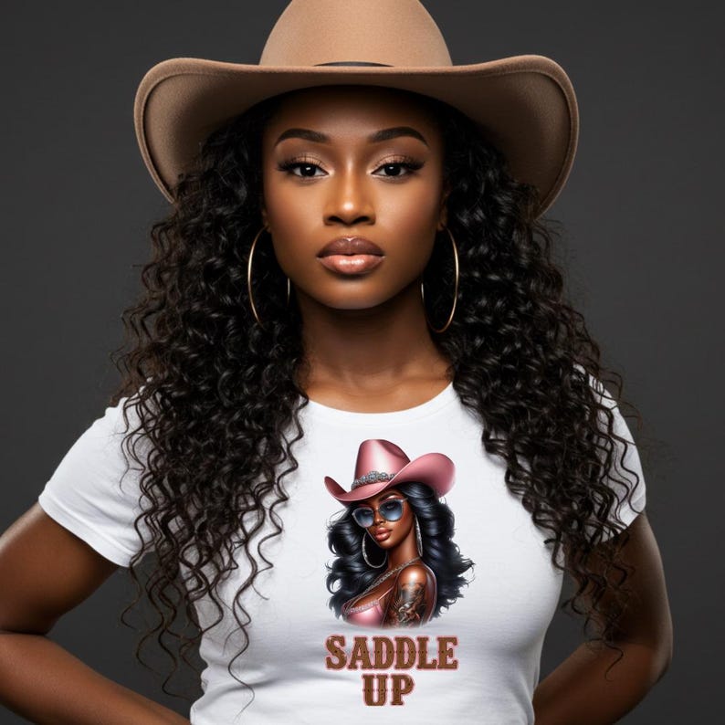 black cowgirl dtf transfer image
