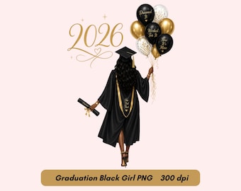 Schwarzes Mädchen mit graduierter Kappe PNG Clipart, Graduierung 2026 PNG Clipart, graduierter PNG