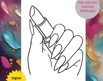 DIY Paint Party Printable, Sip and Paint Lipstick PNG