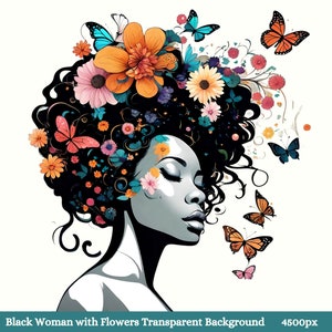 Black Woman Hairstyle Clipart PNG -Black Queen PNG- Black Girl PNG
